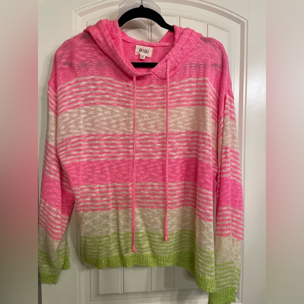 BiBi Pink and Green Knit Hoodie
